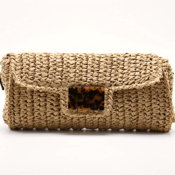 Tangerine Straw Clutch Pelago Bahamas